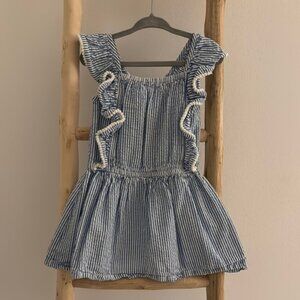 Striped Ruffle Sleeve Tunic Dress
